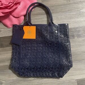 NWT TORY BURCH ALL EXCLUSIVE PVC Gift Tote From Fragrance Collection Navy Blue